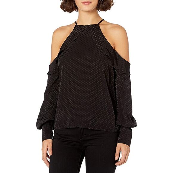 Bardot Sky Cold Shoulder Top Black Size 10 Large - Picture 4 of 16